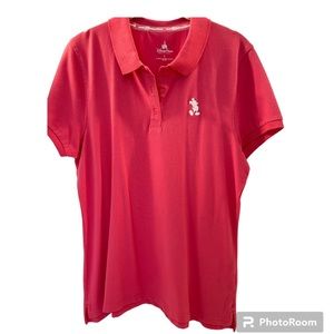 Vintage Disney World Ladies Embroidered Polo - Salmon